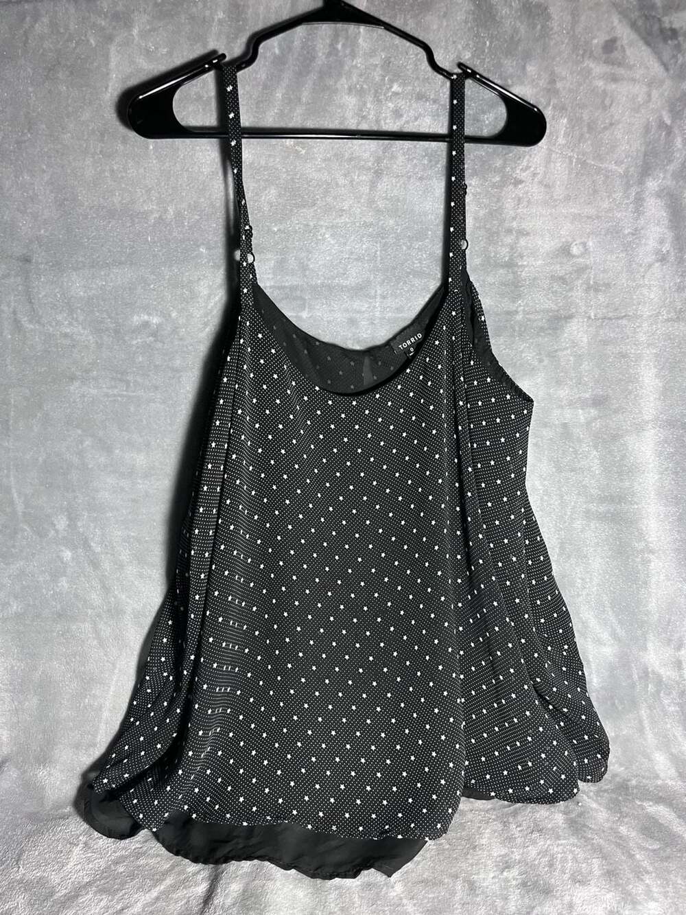 Torrid Black and White Star Print Chiffon Cami Tank Top